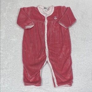 Kissy kissy reversible play suit pink velour rosebuds 6/9m